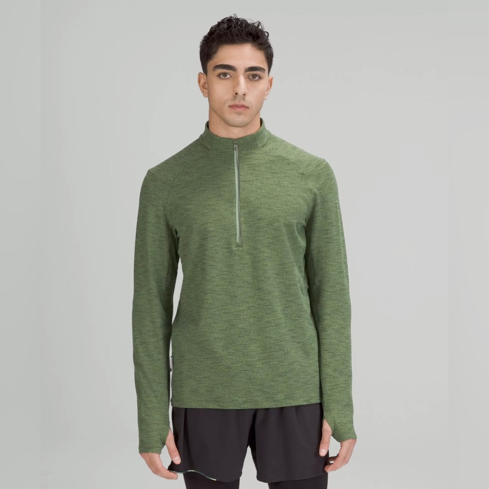Lululemon Men’s Surge Warm Half Zip XL Tri Colour‎ Rulu Willow Green Lemon Vibe